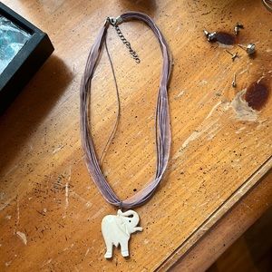 Purple Ribboned Elephant Necklace 🐘